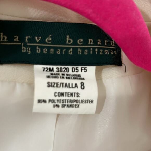 Vintage Harve Bernard Cream 4 Button Rounded Collar Cuffed Blazer Jacket Size 8 - Picture 7 of 7